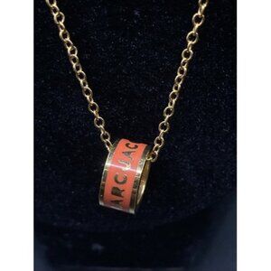 Signed Marc by Marc Jacobs Necklace Single Circle Charm Pink Gold 17” Barbiecore